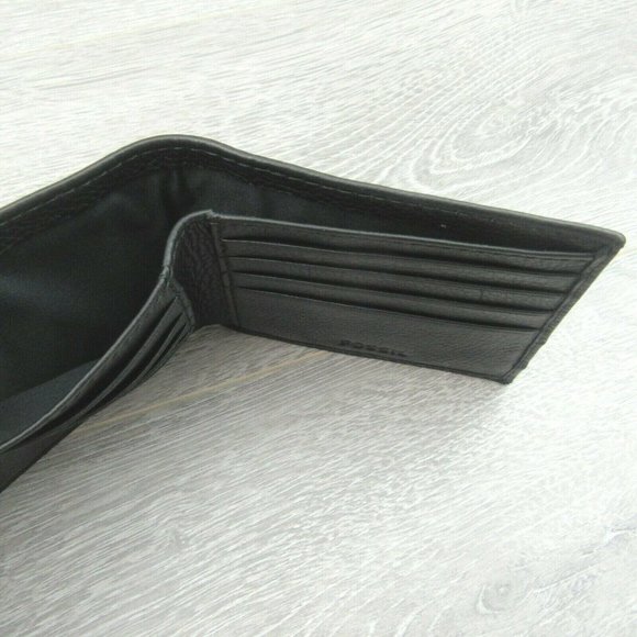 Fossil Lufkin Traveler Leather Mens Black Wallet - Picture 7 of 12